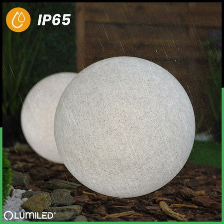 Gartenleuchte E27, Steinkugel 40cm IP65 LUMIKULA LUMILED