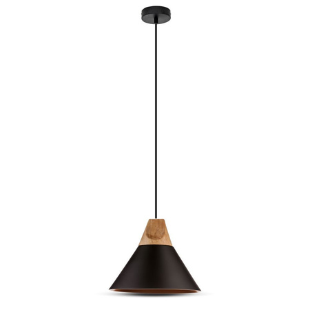 Hängeleuchte E27 Schwarzer Schirm mit Holzoberfläche VT-7425 V-TAC