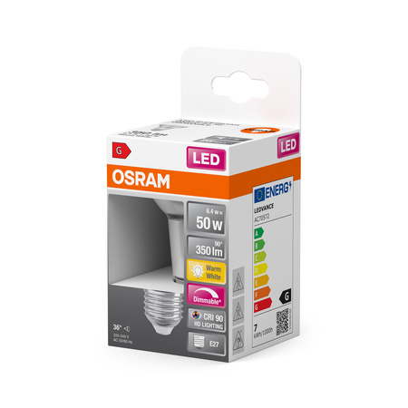 LED PAR20 Reflektor E27 6.4W = 50W 350lm 2700K Warm CRI90 36° Dimmbar SUPERSTAR Osram