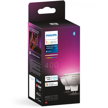 2PAK LED MR16 6.3W CCT RGB PHILIPS HUE Weiß & COLOR Ambiance Bluetooth Zigbee Glühbirne