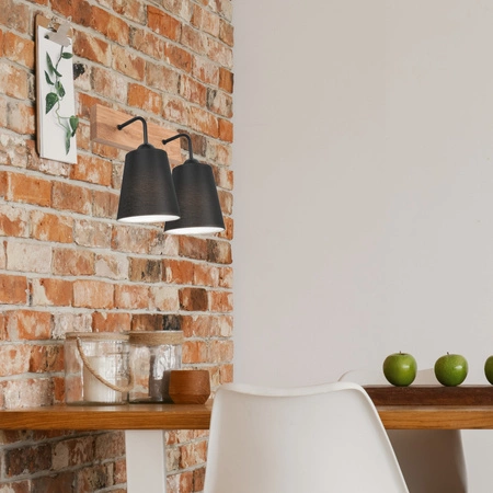 Wandleuchte LULA 2xE27 Schwarz Eiche KM-2.200 Lamkur