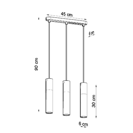 PABLO 3L 3xGU10 Skandinavische Deckenleuchte aus Schwarz und Holz SOLLUX