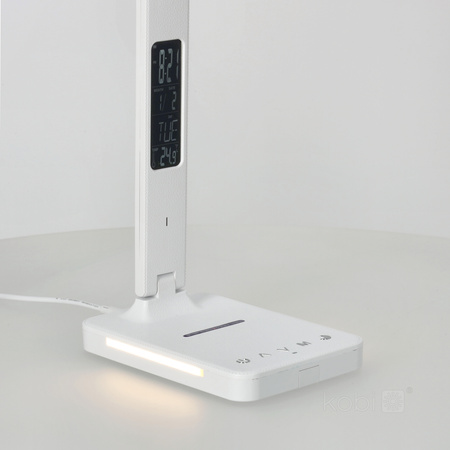 LED-Schreibtischlampe mit Display Ladegerät Wecker CCT DIM Weiß Kobi