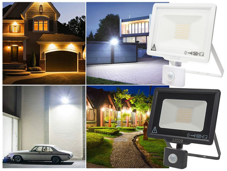 LED-Flutlicht 10W 800lm 3000K IP44 Weiß mit Bewegungssensor LED2B KOBI MHC