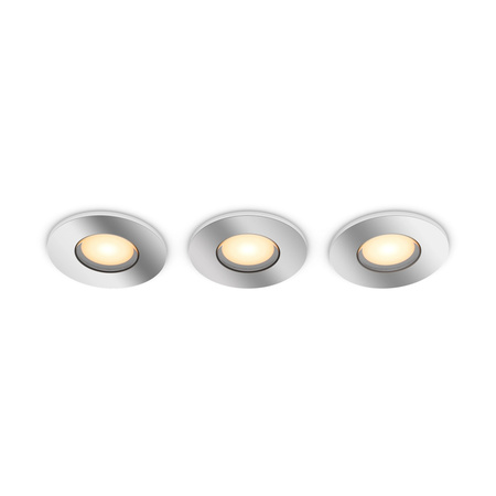 3x LED Hermetic IP44 Badezimmer-Einbauleuchte 4.2W 400lm IP44 Weiß Ambiente TW Chrom Smart SMART Zigbee Bluetooth Adore Philips HUE