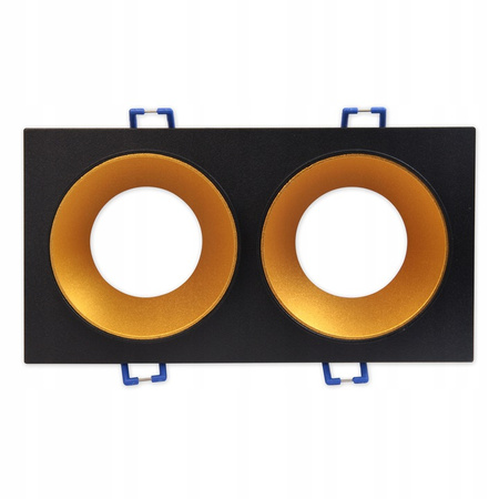 SPOT 2xGU10 rechteckige schwarzgoldene Doppeleinbauleuchte