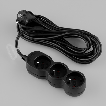 Netzverlängerungskabel geerdete Steckdosenleiste 3 Steckdosen 5m schwarzes Kabel Lendo Lumiled