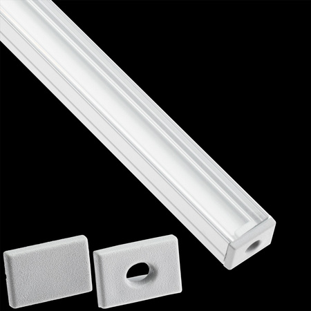 Anodisiertes Aluminium LED-Profil KM33 mit Klarglasabdeckung und Endkappen, 2m Silber LUMILED