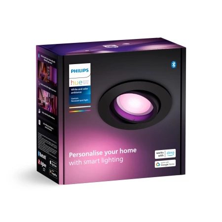 LED-Einbauleuchte 4.2W 400lm IP20 Weiß und Farbe Ambiance RGB + TW Schwarz Smart SMART Zigbee Bluetooth Centura Philips HUE