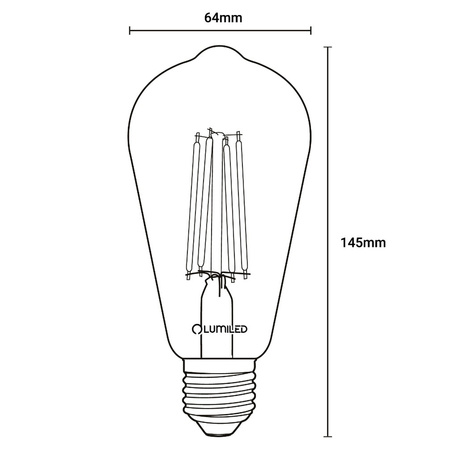 6x LED Lampen E27, Glühbirne ST64 6W = 50W 420lm 360° 2200K warm Glühfaden Edison Smokey LUMILED