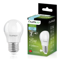 LED Lampen E27, Glühbirne P40 2.5W = 25W 249lm 180° 6500K kalt LUMILED