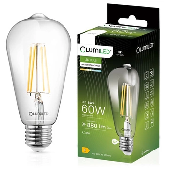 LED Lampen E27, Glühbirne ST64 8W = 60W 880lm 360° 4000K neutral Glühfaden LUMILED