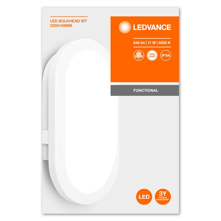 LED-Wandleuchte 11W 4000K IP54 Hermetisch Außen weiß BULKHEAD LEDVANCE