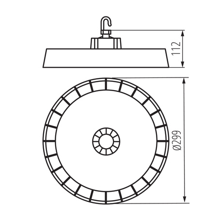 Industrielle High-Bay LED-Leuchte 150W 25500lm 4000K Neutral 90° IP65 IK08 Rund Grau HB KANLUX