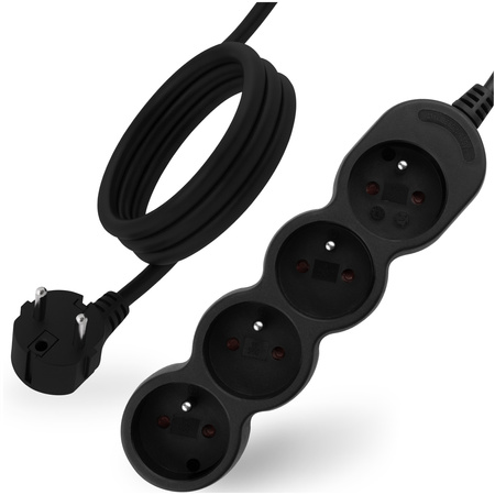 Netzverlängerungskabel Geerdete Steckdosenleiste 4 Steckdosen 1.5m Schwarzes Kabel Lendo Lumiled