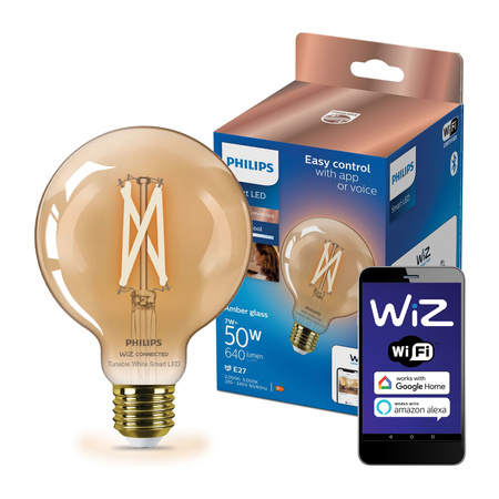 LED-Glühbirne E27 G95 7W = 50W Glühfaden Amber SMART WiFi Philips WiZ