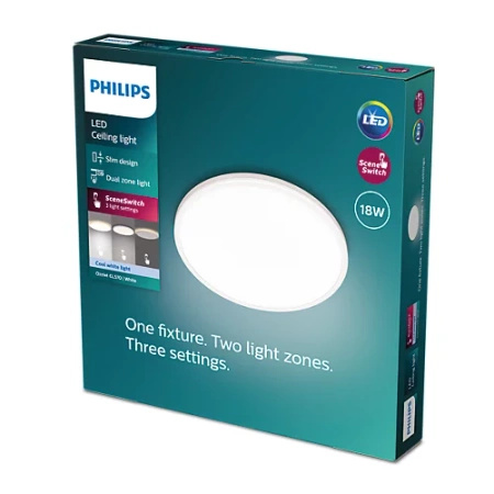 Plafond LED-Anbauleuchte OZZIET 18W 4000K 30cm Weiß Rund PHILIPS