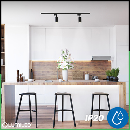 1m Stromschiene + 2x Schieneinstrahler GU10 Schwarz RITI LUMILED