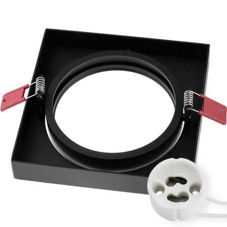 Einbaustrahler GU10, AR111 Einbauspot 14.5cm Quadrat beweglich Schwarz CARPI LUMILED