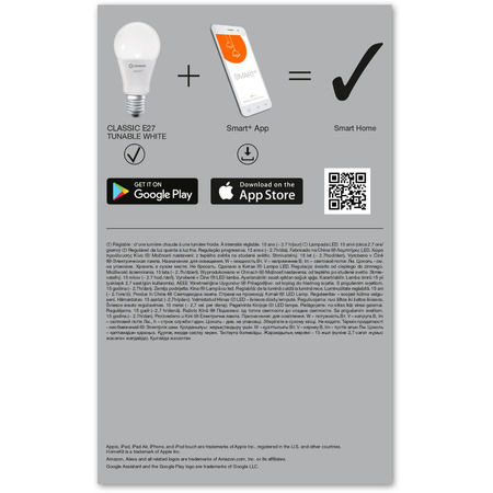 3x LED Lampe E27 A60 9W 806lm CCT LEDVANCE SMART+ WiFi dimmbar