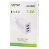 SCHNELLES NETZWERK-LADEGERÄT QUICK CHARGE 3.0 + 2x USB 2.4A VAYOX VA0001