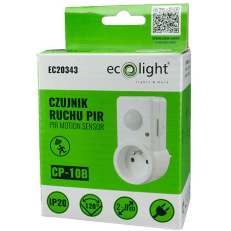 PIR-Bewegungs- und Dämmerungssensor für 120°-Steckdose 9 m Innenbereich Weiß