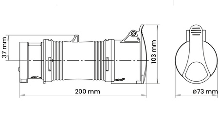 Leistungsreduzierungsadapter 16A - 32A 400V 5P IP44 Hermetisch