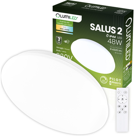 Plafond LED-Anbauleuchte SALUS2 48W IP44 CCT Weiß Rund 40cm + LUMILED PILOT