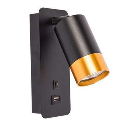 Wandleuchte Reflektor Wandleuchte Spot zum Lesen GU10 Schwarz Gold Clement Masterled