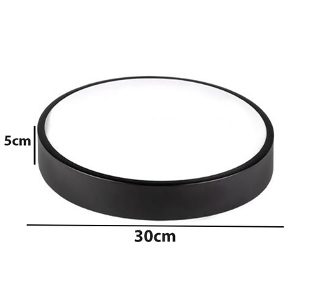 Decken LED Deckenleuchten, Wandleuchte, rund, 2640 lm, 30 W, 4000 K, IP22, Schwarz