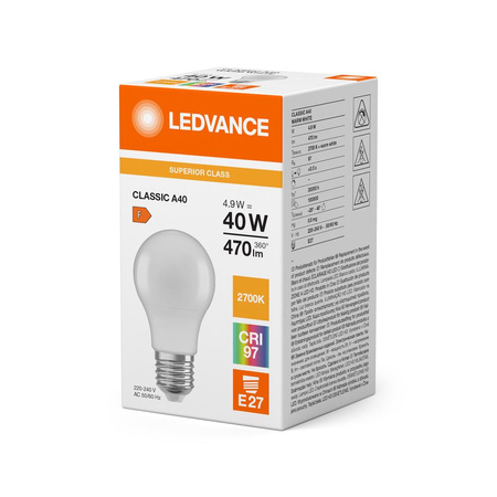 LED Lampen A60 E27 4.9W = 40W 470lm 2700K Warmweiß LEDVANCE