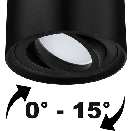 Halogen-Aufbauleuchte GU10, Aufbauspot 115mm beweglich Runde Tube Schwarz AMAT-L LUMILED