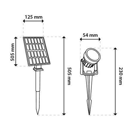 3x Solar-LED-Lampe, Solar Gartenleuchten IP65 3000K Schwarz RAGUS LUMILED
