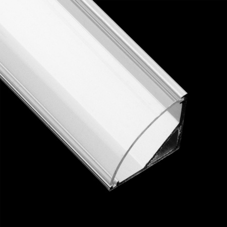 Aluminium LED-Profil KM55 Eckmontage mit Klarglasabdeckung und Endkappen, 1m Silber LUMILED