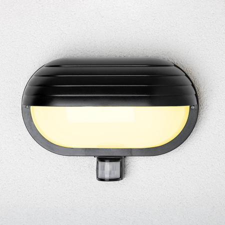 FRODA Gartenwandleuchte E27 IP44 mit PIR-Sensor Schwarz