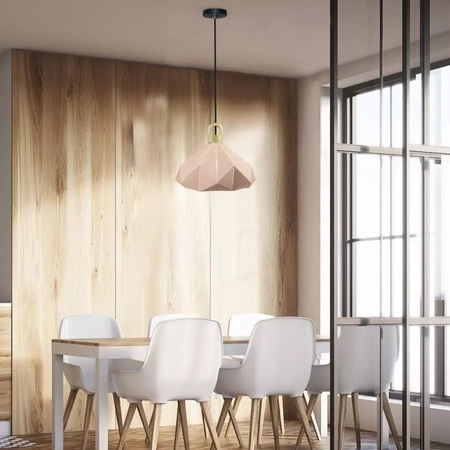 Hängeleuchte E27 Geometrisch rosa mit Holzoberfläche PASTEL PRISM D:320*270MM VT-7323 V-TAC