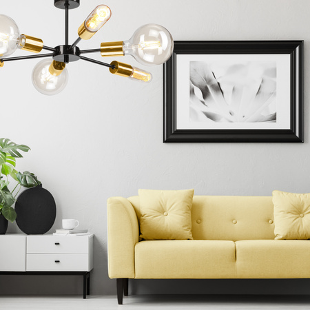 STARLA Deckenleuchte 6xE27 Schwarz Gold LM-6.144/A Lamkur