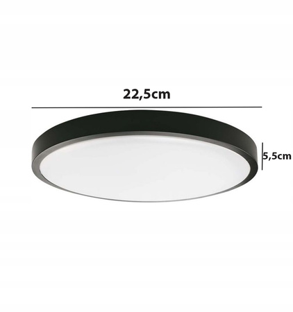 LED-Deckenleuchte für Badezimmer 18W 1800lm 4000K IP44 23cm rund Schwarz
