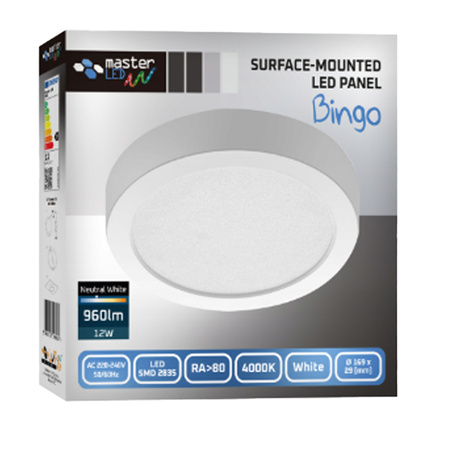 LED-Panel Deckenleuchte 12W 960lm 4000K Neutrale Anbauleuchte Rund weiß Proma Masterled