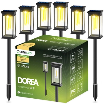 6x Solar-LED-Lampe, Solar Gartenleuchten 3000K IP65 DOREA LUMILED