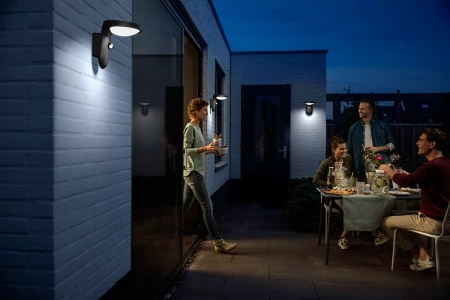 Solar-Gartenlampe LED-Wandleuchte TYLA IR 1,2W 4000K IP44 mit Bewegungs- und Dämmerungssensor Anthrazit PHILIPS