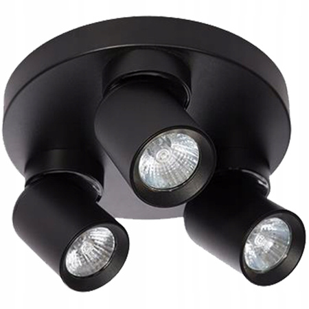 TIMO Decken-/Wandleuchte Wandleuchte Reflektor bewegliche Halogenleuchte 3 xGU10 schwarz rund LVT
