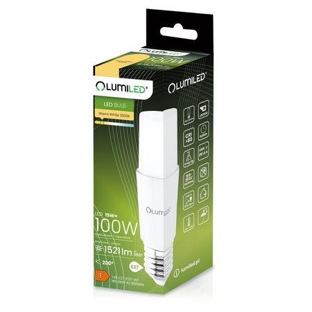 LED Lampen E27, Glühbirne 15W = 100W 1521lm 3000K warm Stick LUMILED