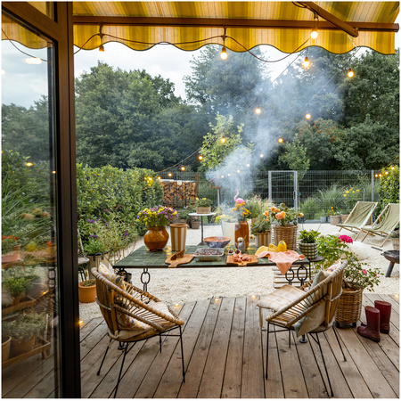 Garten-Girlande Lichterkette 500lm 2700K Warm 10x E27 Schwarz IP44 10m Baja Kobi