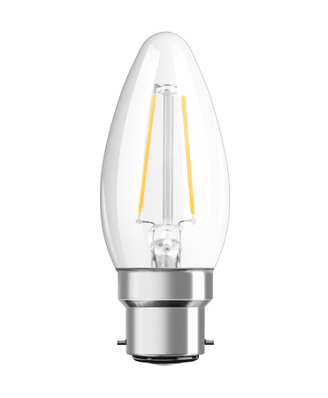 LED-Lampe B35 Kerze B22d 2.5W = 25W 250lm 2700K Warm 300° Retrofit Glühfaden CLASSIC Osram