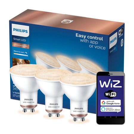 3x LED-Lampe GU10 4.7W = 50W 2700-6500K SMART WiFi Philips WiZ