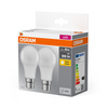 2x LED-Lampe A60 B22d 8W = 60W 806lm 2700K Warm 150° BASE Osram