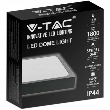 LED-Deckenleuchte für Badezimmer 24W 2400lm 4000K IP44 30cm quadratisch Schwarz