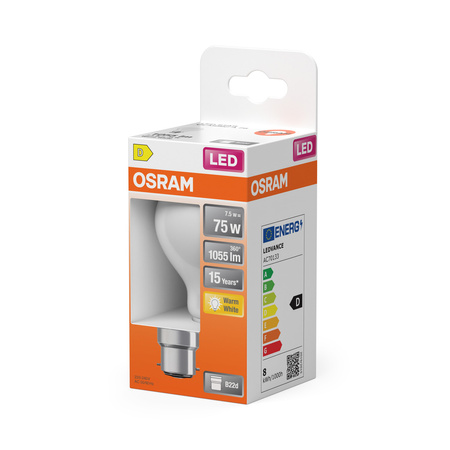 LED-Lampe A60 B22d 7.5W = 75W 1055lm 2700K Warm 300° Retrofit Glühfaden CLASSIC Osram