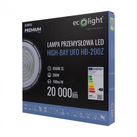 LED HIGHBAY 200W 20000lm 6500K Kalt IP65 PREMIUM Ecolight Pendelleuchte